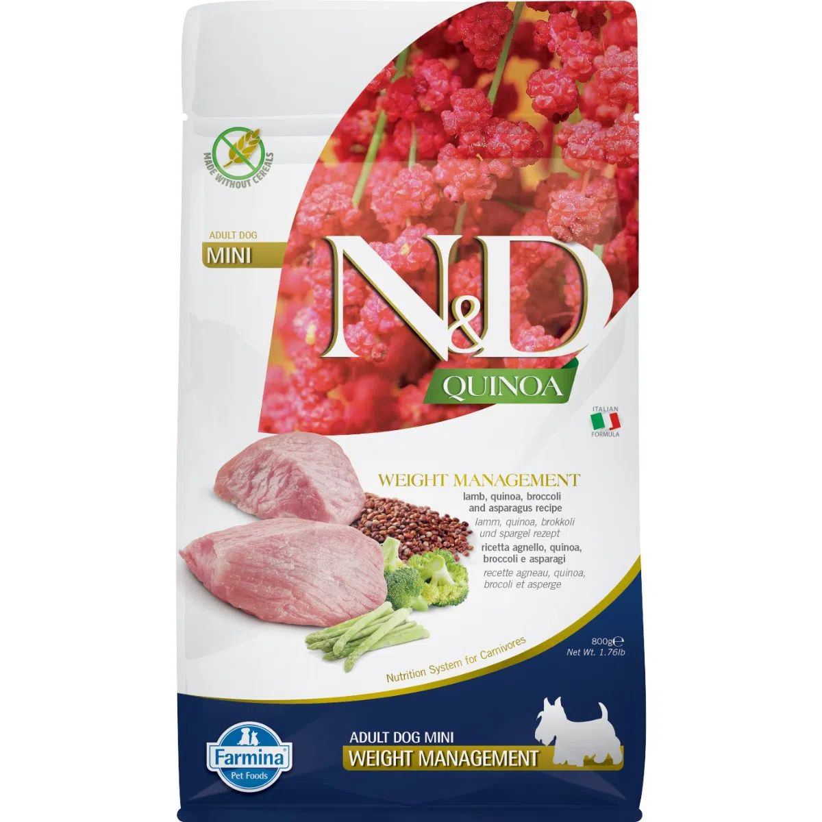 N&D Cane Quinoa Weight Management Agnello E Broccoli Mini 800 Gr