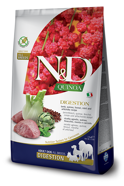 N&D Cane Quinoa Digestion Agnello E Finocchio Adult Medio Maxi 2,5 Kg