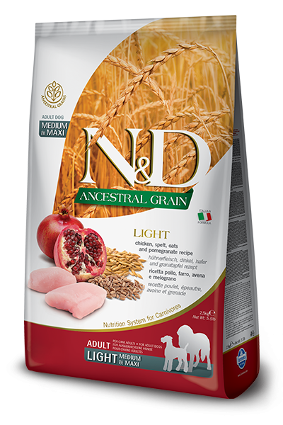 N&D Cane Ancestral Light Pollo E Melograno Adult Medio Maxi 12 Kg