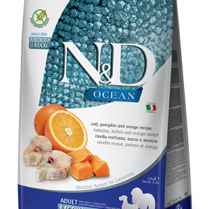 N&D Cane Ocean Zucca Merluzzo E Arancia Adult Medio Maxi 12 Kg