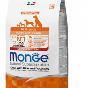 Monge Cane Puppy & Junior All Breeds Anatra Riso E Patate 2,5 Kg
