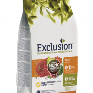 Exclusion Cane Mediterraneo Puppy Manzo Medio 12 Kg