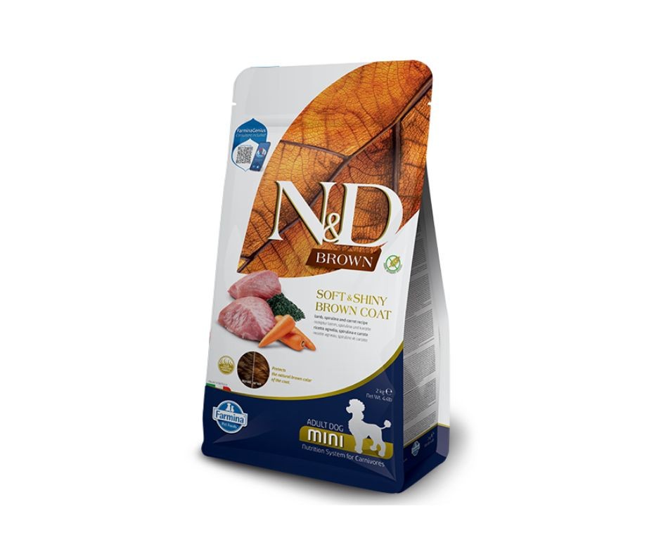 N&D Cane Brown Agnello Spirulina E Carote Adult Mini 2 Kg
