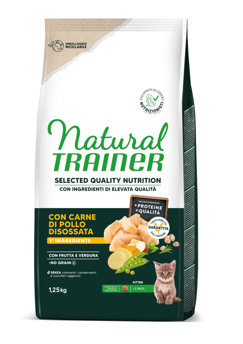 Natural Trainer Selected Gatto Kitten No Grain Pollo 1,25 Kg