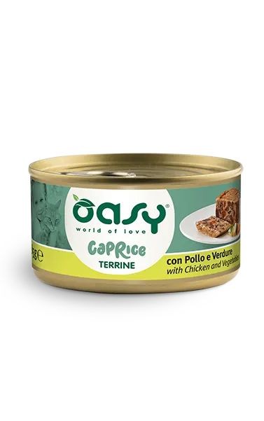 Oasy Gatto Caprice Terrina Pollo E Verdure Lattina 85 Gr