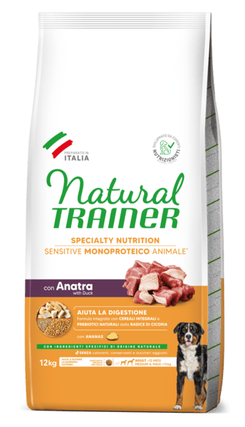 Natural Trainer Cane Anatra e Cereali Monoproteico Adult Medium Maxi 12 Kg