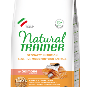 Natural Trainer Cane Salmone e Cereali Monoproteico Adult Small e Toy Mini 7 Kg