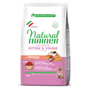 Natural Trainer Kitten Salmone Gatto Young Daily Nutrition 1,5 Kg