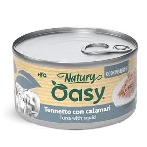 Oasy Gatto Brodo Di Cottura Tonnetto Con Calamari Lattina 85 Gr