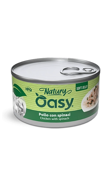Oasy Gatto Jelly Pollo Con Spinaci Lattina 85 Gr
